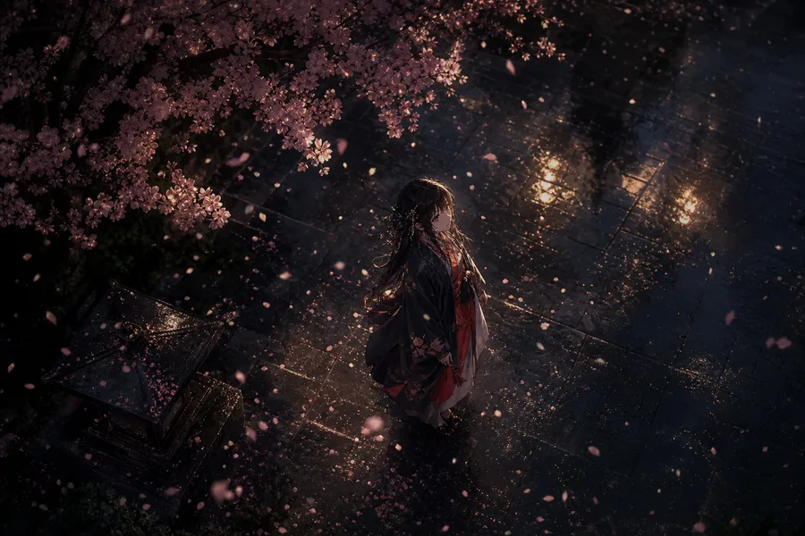 Anime Girl Standing Under Cherry Blossoms Anime Wallpaper 17 4K 6