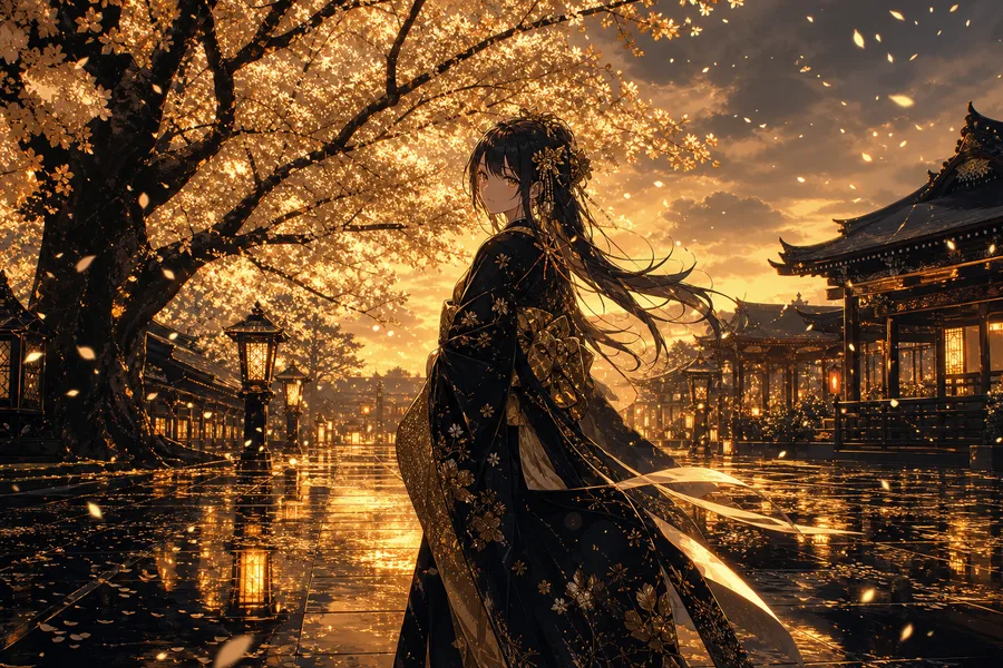 Anime Girl Standing Under Cherry Blossoms Anime Wallpaper 25 4K 2