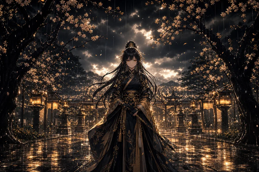 Anime Girl Standing Under Cherry Blossoms Anime Wallpaper 25 4K 3