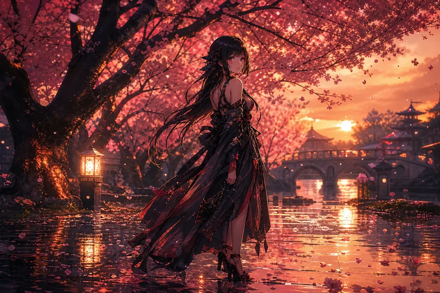 Anime Girl Standing Under Cherry Blossoms Anime Wallpaper 25 4K 6