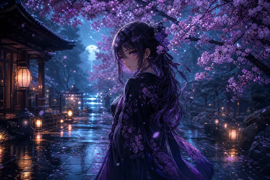 Anime Girl Standing Under Cherry Blossoms Anime Wallpaper 25 4K