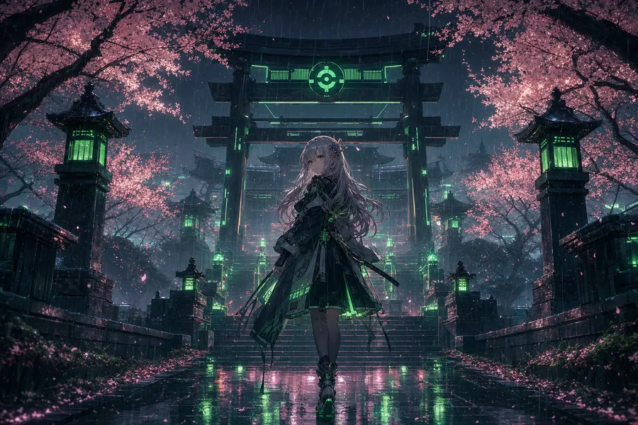 Anime Girl Standing Under Cherry Blossoms Anime Wallpaper 9 4K 12