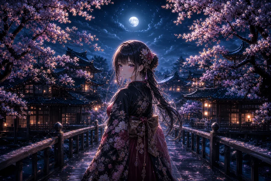 Anime Girl Standing Under Cherry Blossoms Anime Wallpaper 9 4K 13