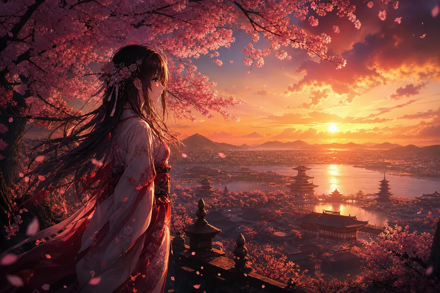 Anime Girl Standing Under Cherry Blossoms Anime Wallpaper 9 4K 15