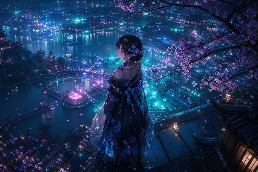 Anime Girl Standing Under Cherry Blossoms Anime Wallpaper 9 4K 16
