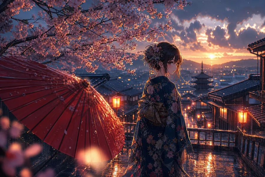 Anime Girl Standing Under Cherry Blossoms Anime Wallpaper 9 4K 5