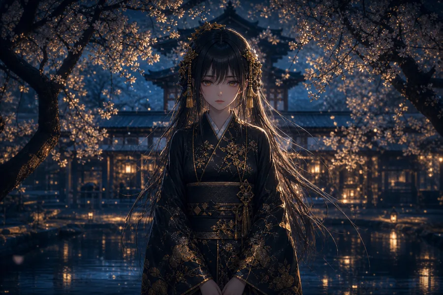 Anime Girl Standing Under Cherry Blossoms Anime Wallpaper 9 4K 6