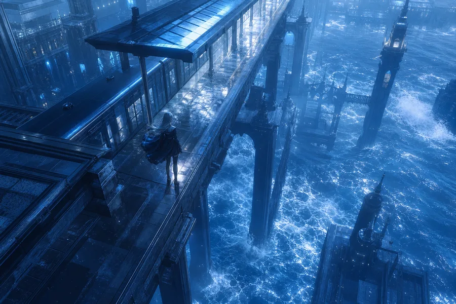 Anime Ocean Train Station Anime Wallpaper 24 4K