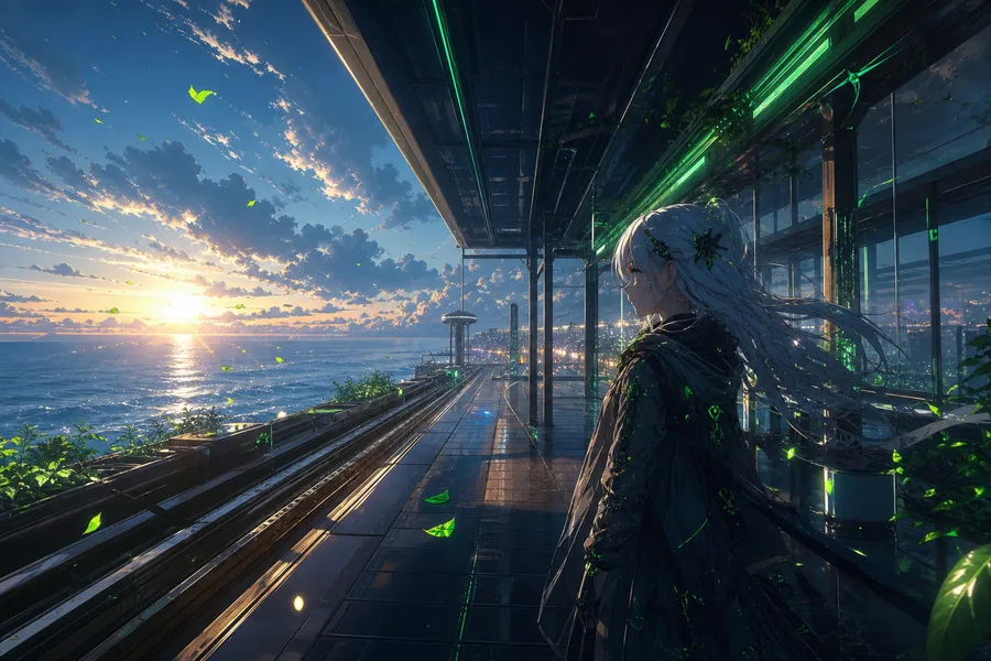 Anime Ocean Train Station Anime Wallpaper 8 4K 15