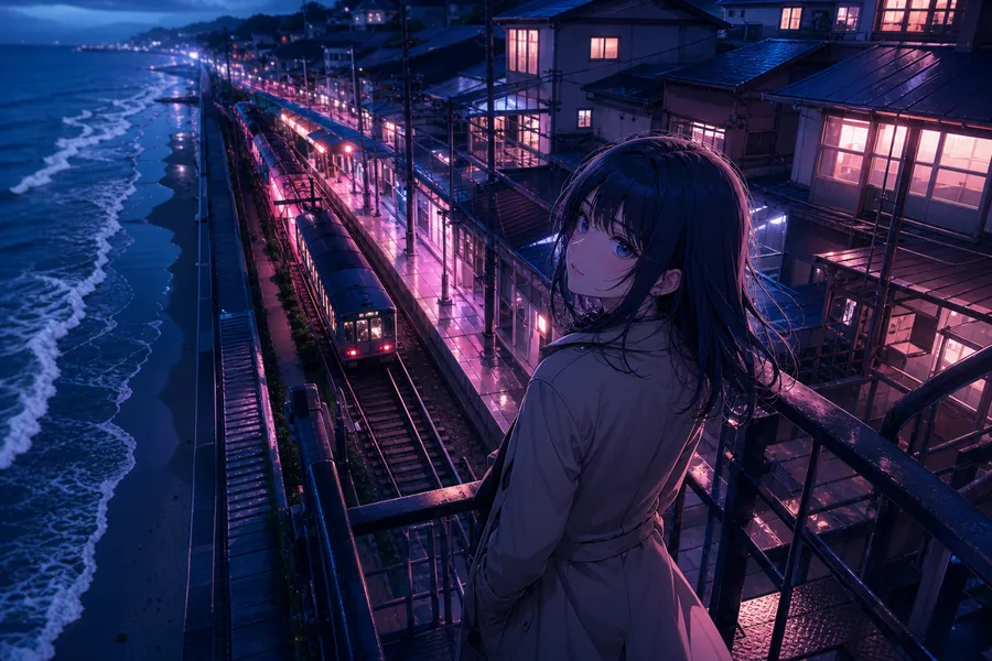 Anime Ocean Train Station Anime Wallpaper  8 4K