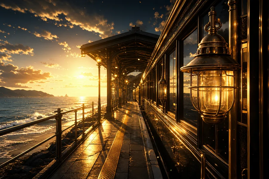 Anime Ocean Train Station Anime Wallpaper 8 4K 8