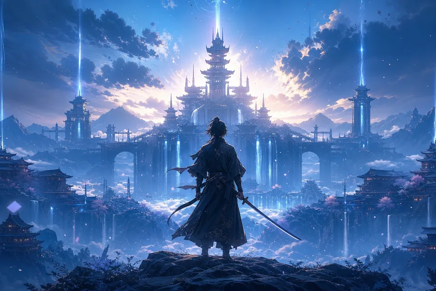 Anime Samurai On Mountain At Sunset Anime Wallpaper 10 4K 10