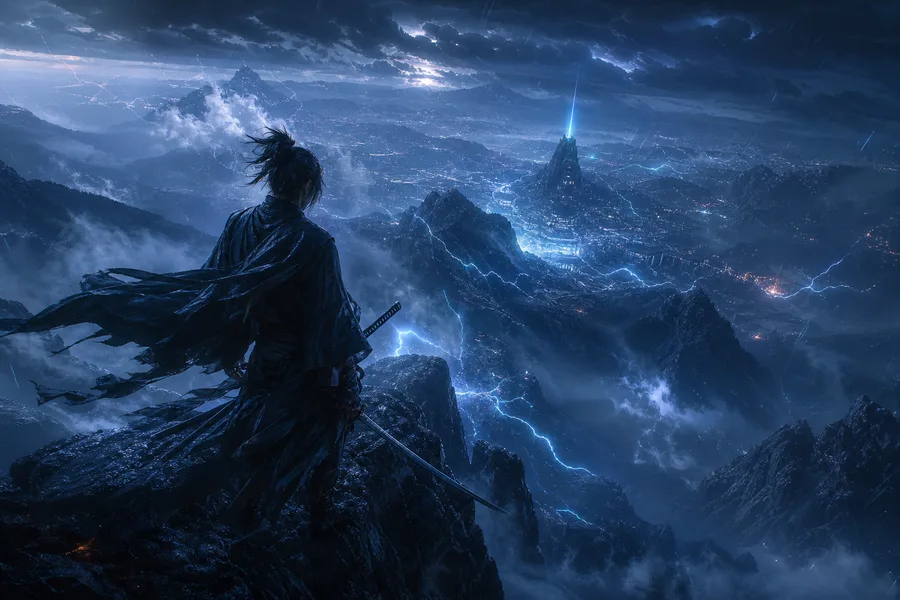 Anime Samurai On Mountain At Sunset Anime Wallpaper 10 4K 8