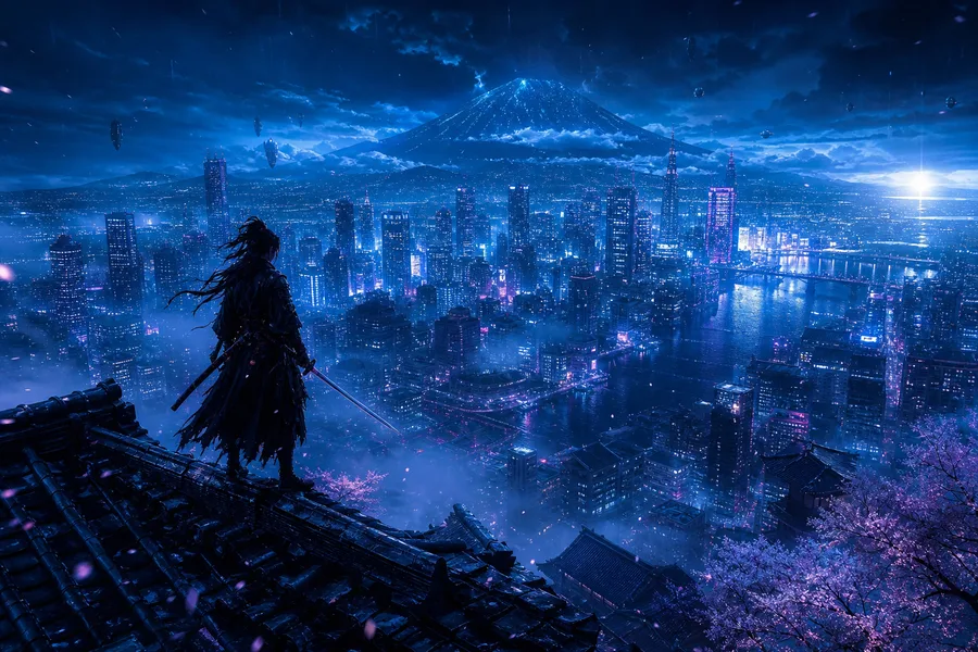 Anime Samurai On Mountain At Sunset Anime Wallpaper 2 4K 11