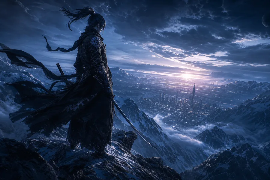 Anime Samurai On Mountain At Sunset Anime Wallpaper 2 4K 12