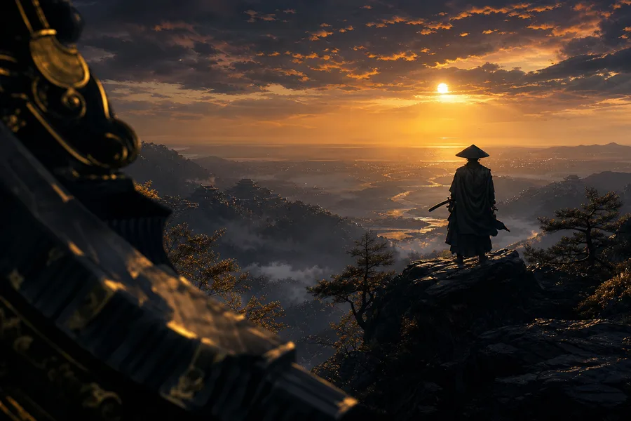 Anime Samurai On Mountain At Sunset Anime Wallpaper 2 4K 8