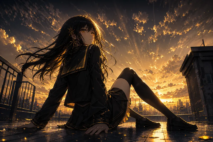 Anime School Rooftop Sunset Anime Wallpaper 14 4K 3