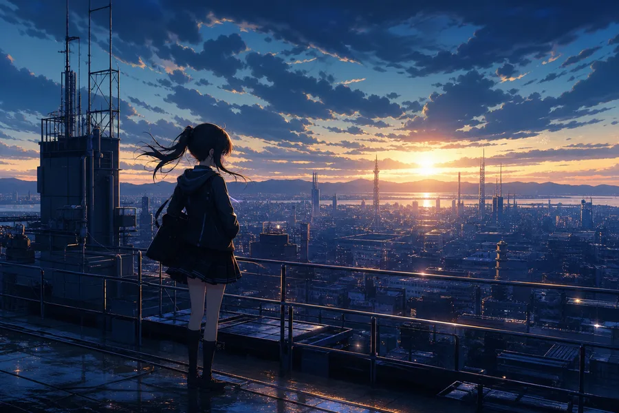 Anime School Rooftop Sunset Anime Wallpaper 14 4K 6
