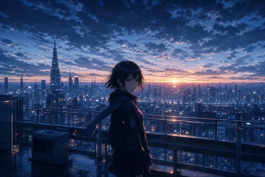 Anime School Rooftop Sunset Anime Wallpaper 22 4K 2
