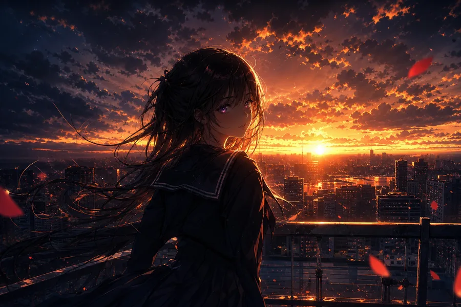 Anime School Rooftop Sunset Anime Wallpaper 6 4K 13