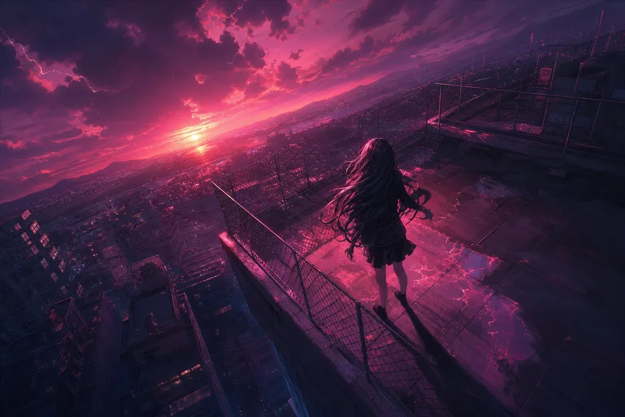 Anime School Rooftop Sunset Anime Wallpaper 6 4K 16