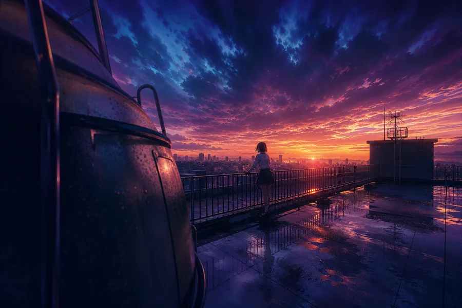 Anime School Rooftop Sunset Anime Wallpaper 6 4K 7