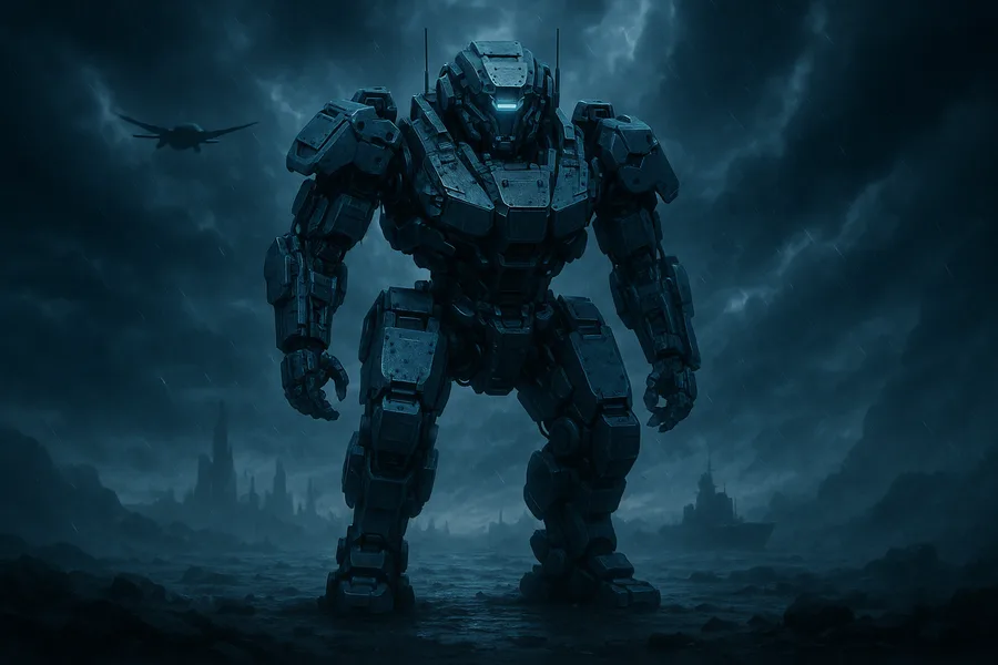Armored Robot Patrol In Sci Fi Battlefield Military Wallpaper 6 4K