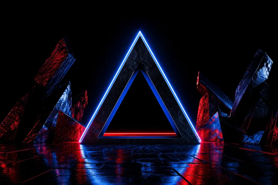 Black Background Blue Neon Shape Amoled Wallpaper  6 4K