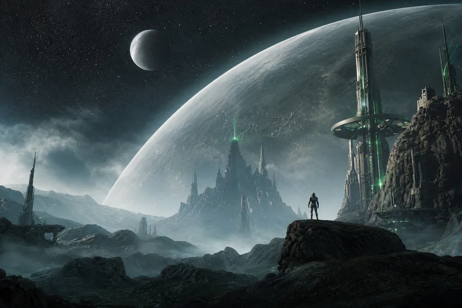 Cinematic Alien Planet Landscape With Two Moons Movie Wallpaper 8 4K 2