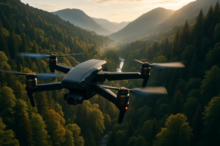 Cinematic Drone Above Forest Valley Drone Wallpaper 4 4K