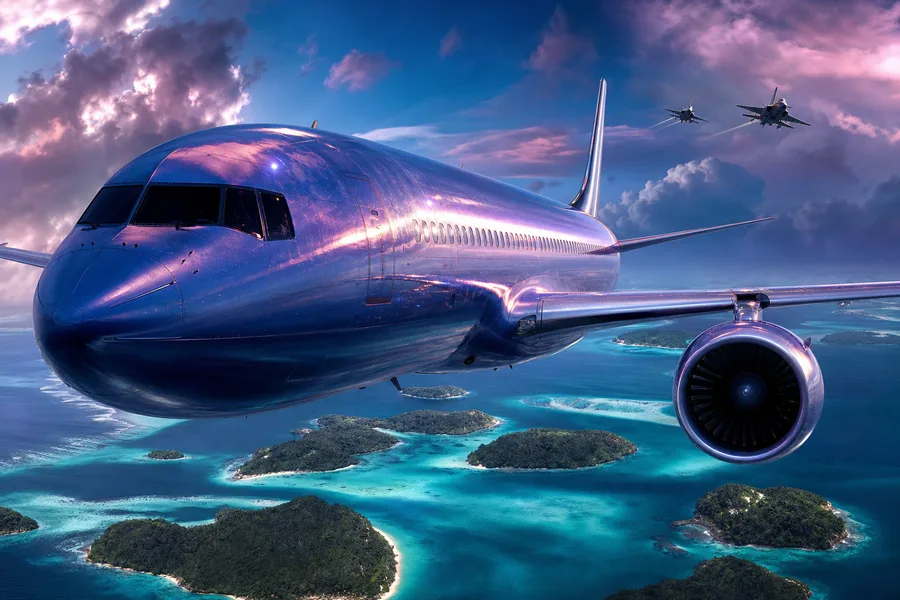 Commercial Airliner Above Tropical Islands In Clear Blue Sky Airplanes Wallpaper 2 4K 10