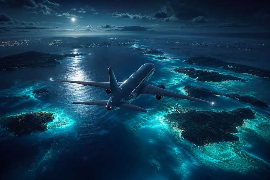 Commercial Airliner Above Tropical Islands In Clear Blue Sky Airplanes Wallpaper 2 4K 6