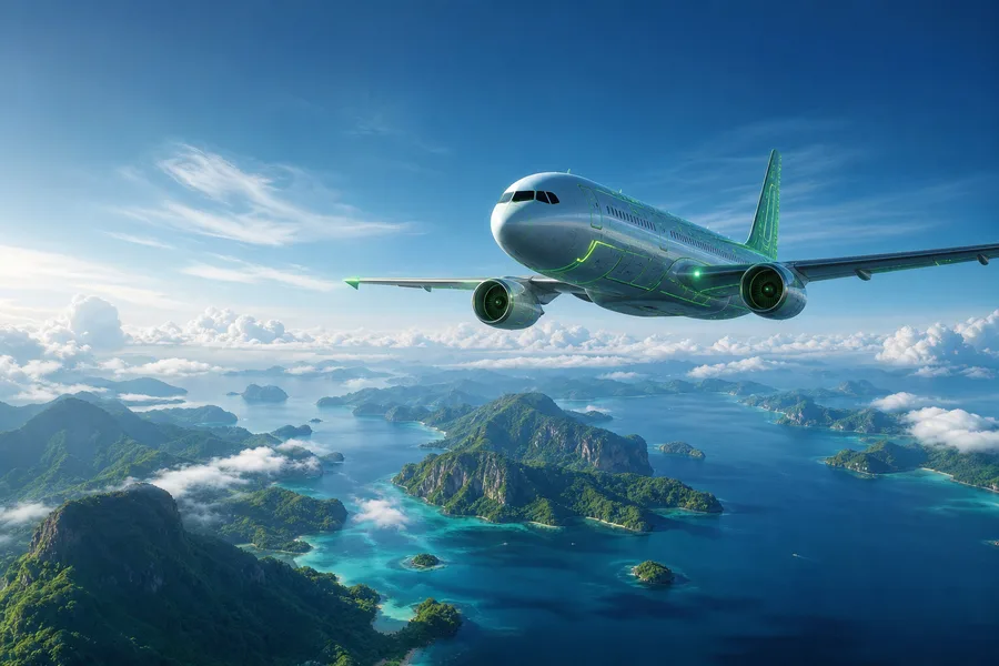 Commercial Airliner Above Tropical Islands In Clear Blue Sky Airplanes Wallpaper 2 4K 7