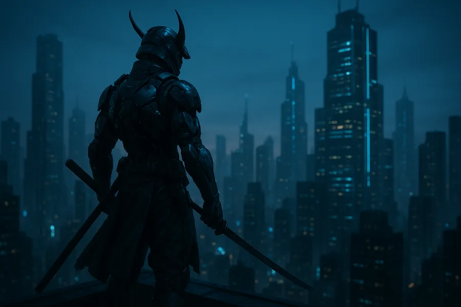 Cyber Samurai Standing On Skyscraper Cyberpunk Wallpaper 5 4K 2