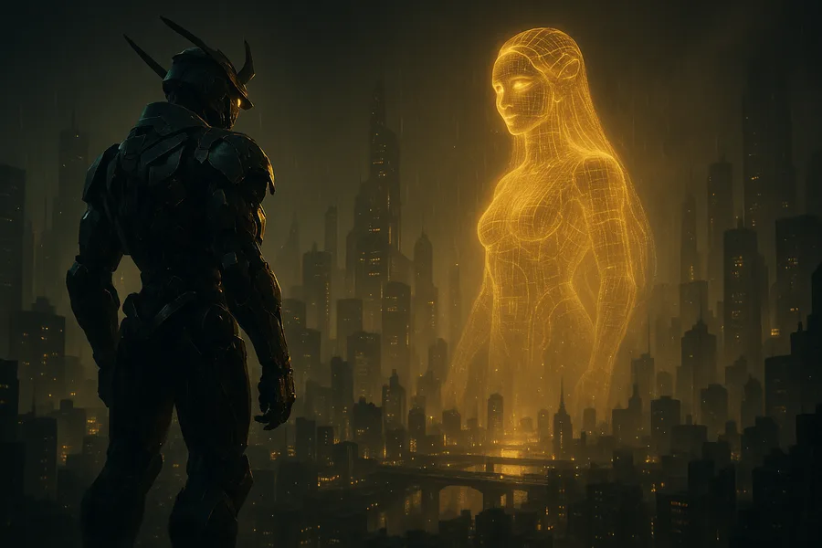 Cyber Samurai Standing On Skyscraper Cyberpunk Wallpaper 5 4K 3