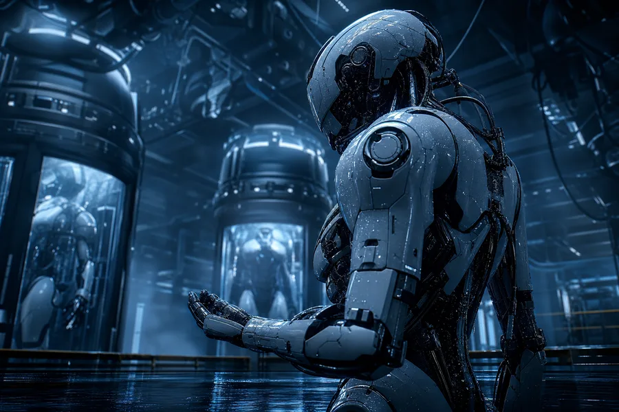 Cybernetic Robot In Dark Laboratory Robots Wallpaper  7 4K