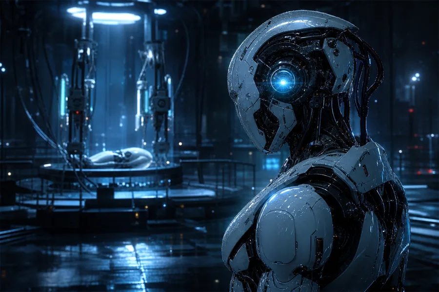 Cybernetic Robot In Dark Laboratory Robots Wallpaper 7 4K 3