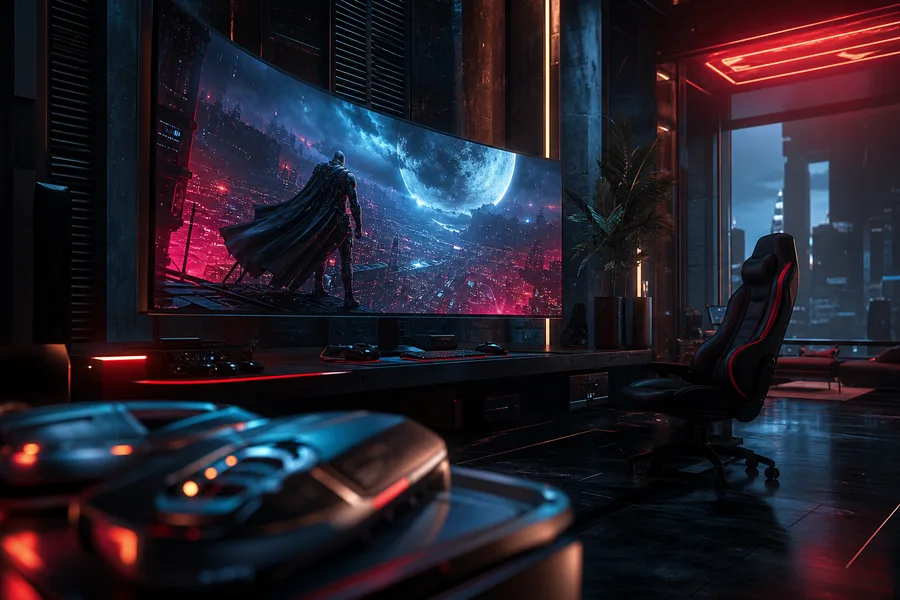 Cyberpunk Gaming Room With Ultrawide Monitor Gaming Wallpaper 14 4K