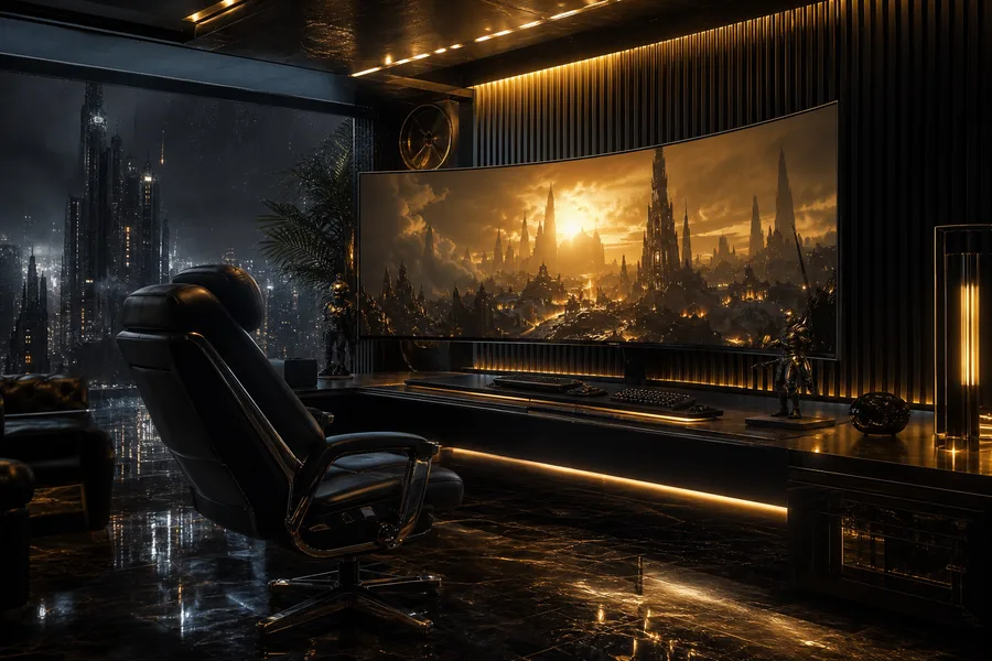 Cyberpunk Gaming Room With Ultrawide Monitor Gaming Wallpaper 4 4K 10