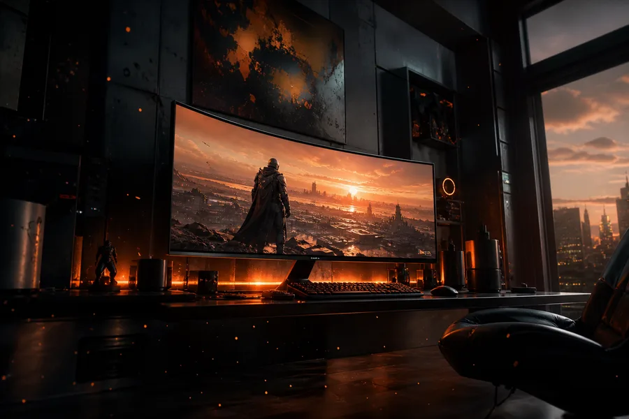 Cyberpunk Gaming Room With Ultrawide Monitor Gaming Wallpaper 4 4K 9