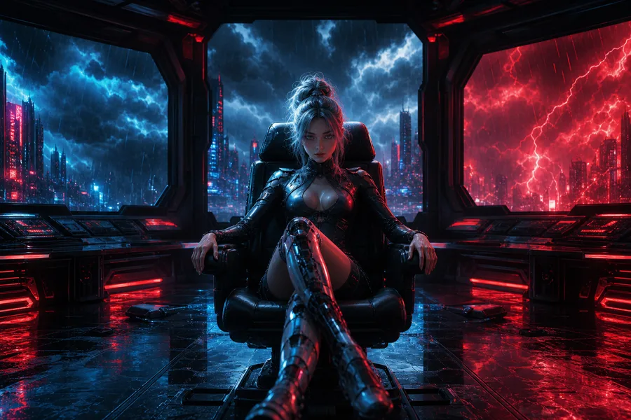 Cyberpunk Hacker Room With Neon Screens Ai-Girls Wallpaper 3 4K 5