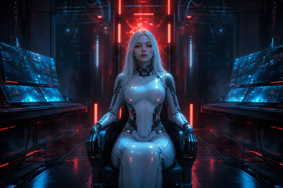 Cyberpunk Hacker Room With Neon Screens Ai-Girls Wallpaper  3 4K