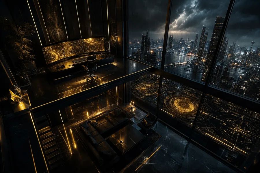 Cyberpunk Hacker Room With Neon Screens Architecture Wallpaper 3 4K