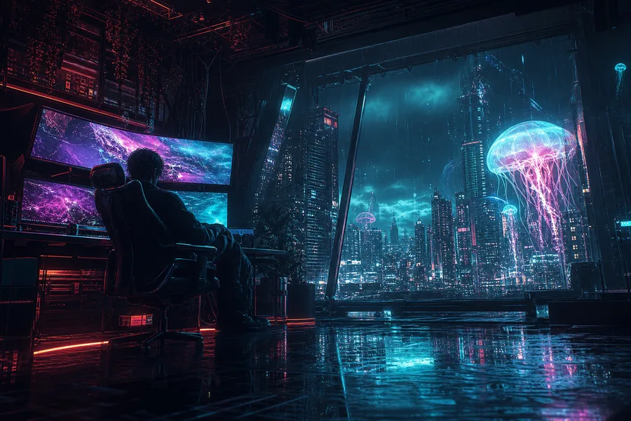 Cyberpunk Hacker Room With Neon Screens Cyberpunk Wallpaper 3 4K 10
