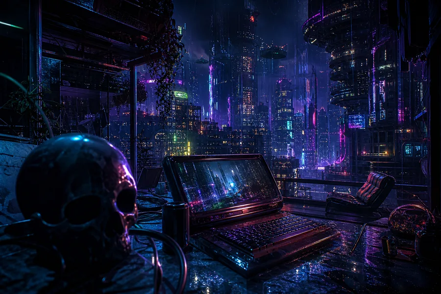 Cyberpunk Hacker Room With Neon Screens Cyberpunk Wallpaper 3 4K 15