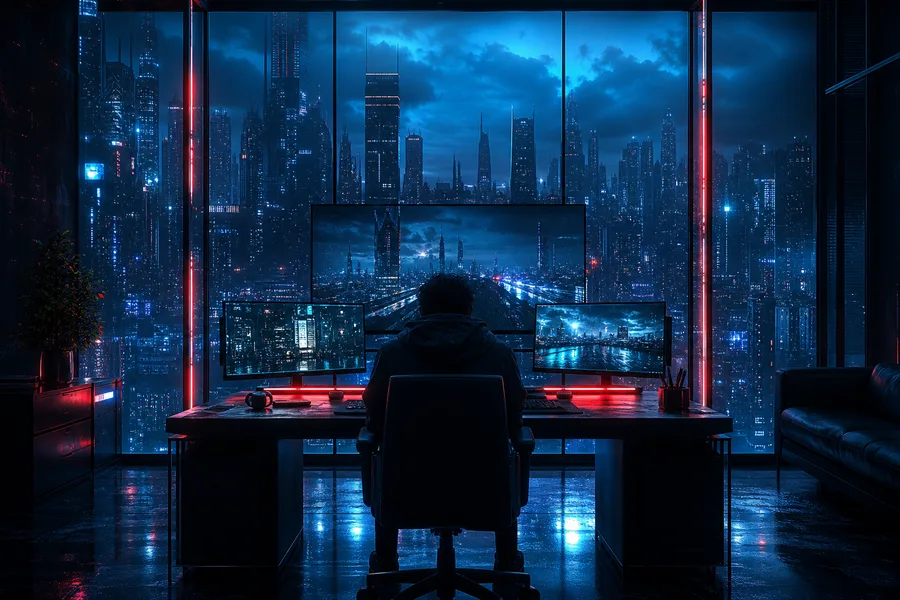 Cyberpunk Hacker Room With Neon Screens Cyberpunk Wallpaper 3 4K 6