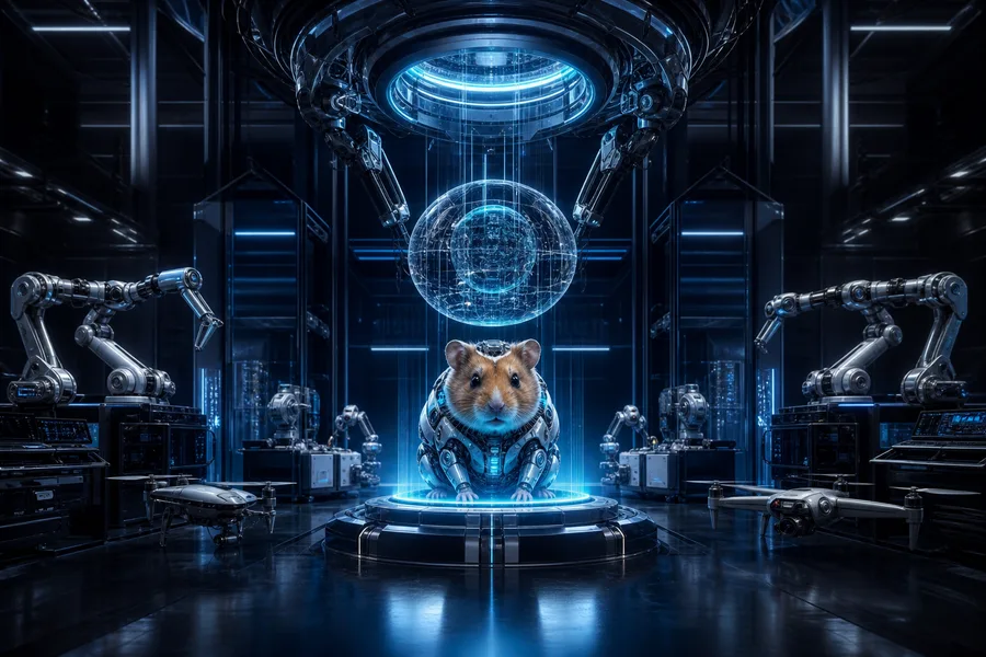 Cyberpunk Hacker Room With Neon Screens Hamster-Robotics Wallpaper 3 4K 2