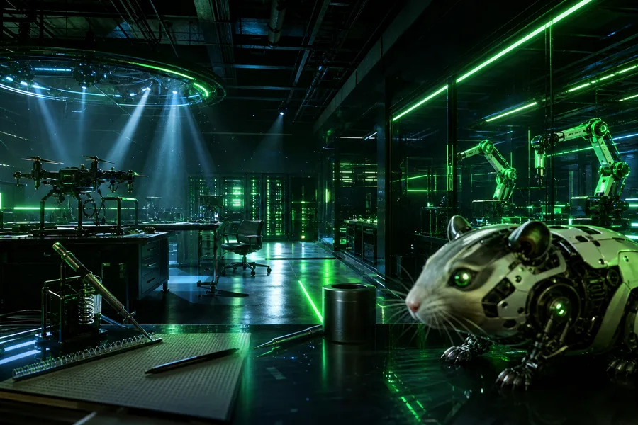 Cyberpunk Hacker Room With Neon Screens Hamster-Robotics Wallpaper 3 4K 4