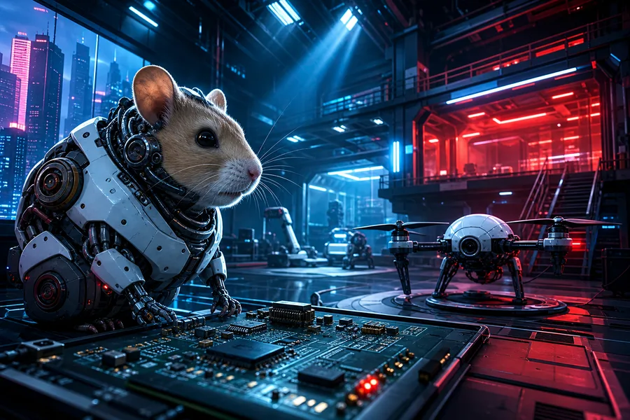 Cyberpunk Hacker Room With Neon Screens Hamster-Robotics Wallpaper 3 4K 6