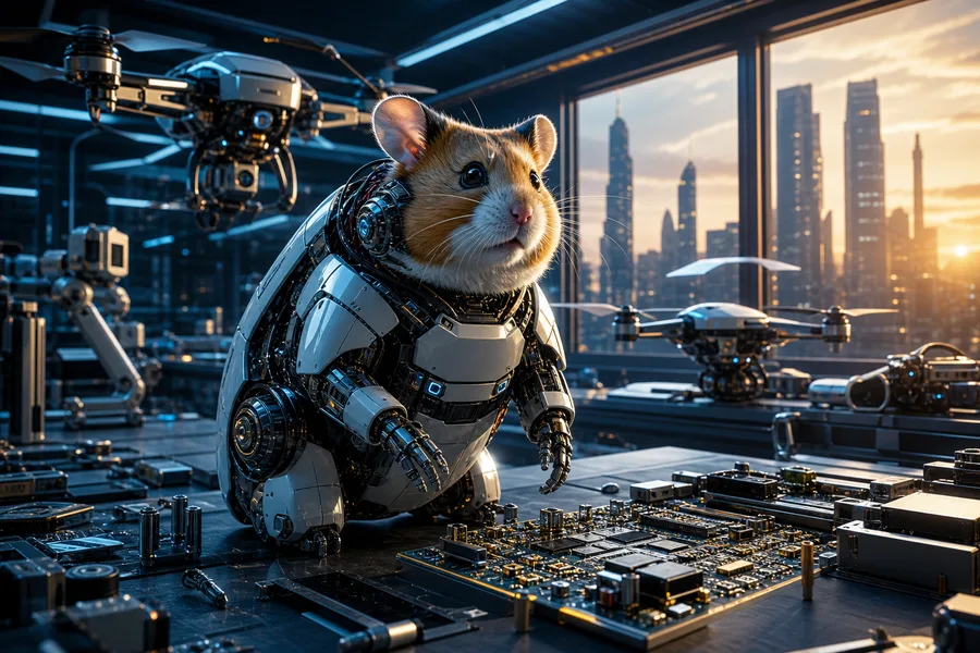 Cyberpunk Hacker Room With Neon Screens Hamster-Robotics Wallpaper 3 4K 8